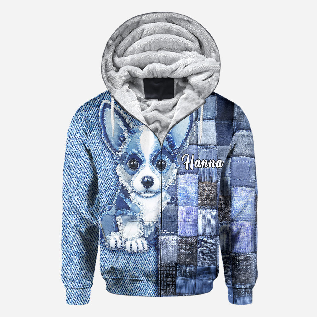 T-shirt personnalisé « J’adore le Pembroke Welsh Corgi » avec un chien.