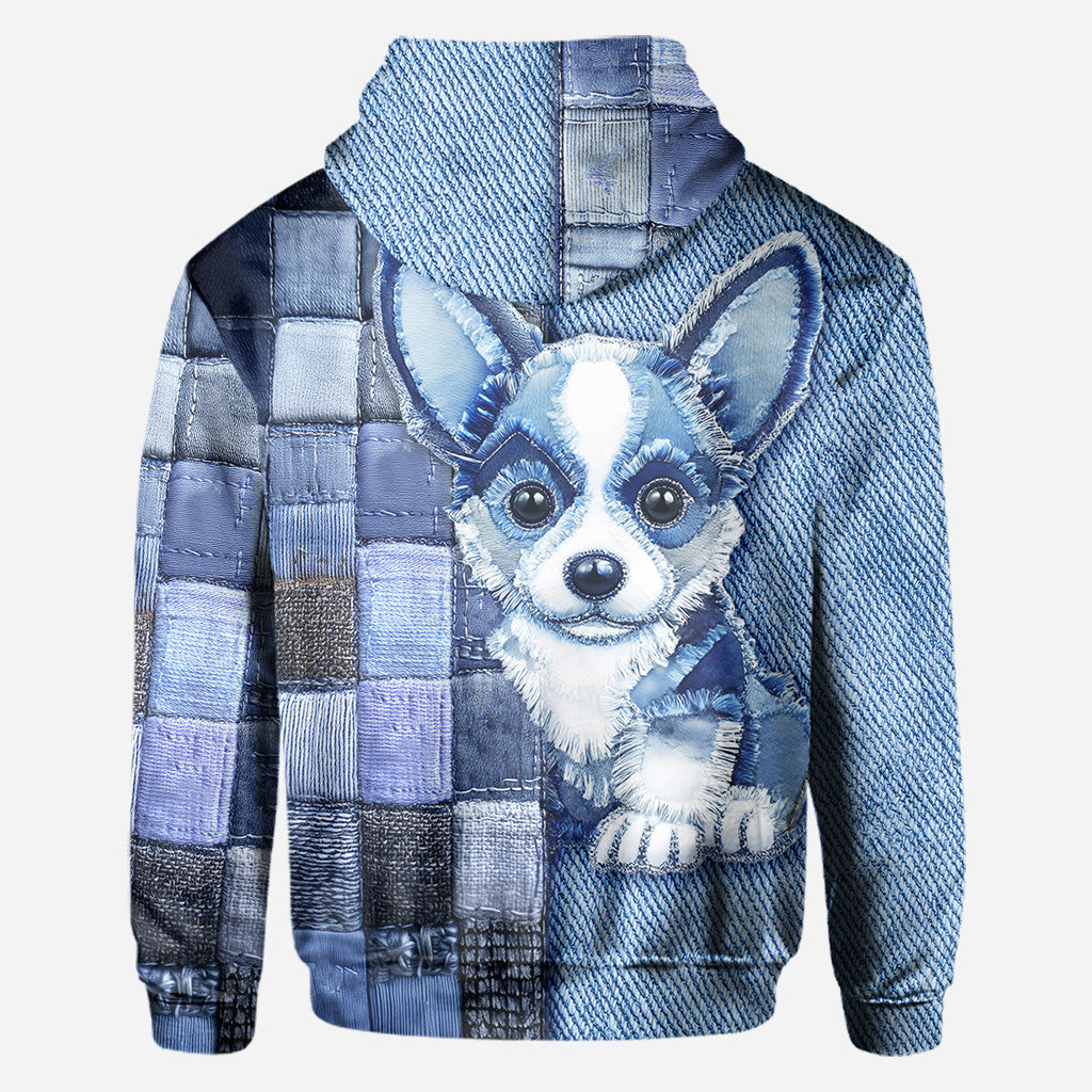 T-shirt personnalisé « J’adore le Pembroke Welsh Corgi » avec un chien.