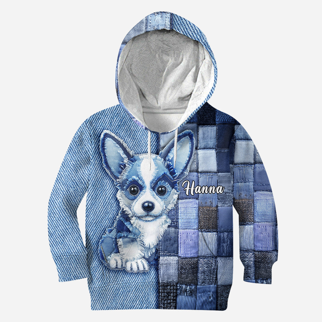 T-shirt personnalisé « J’adore le Pembroke Welsh Corgi » avec un chien.