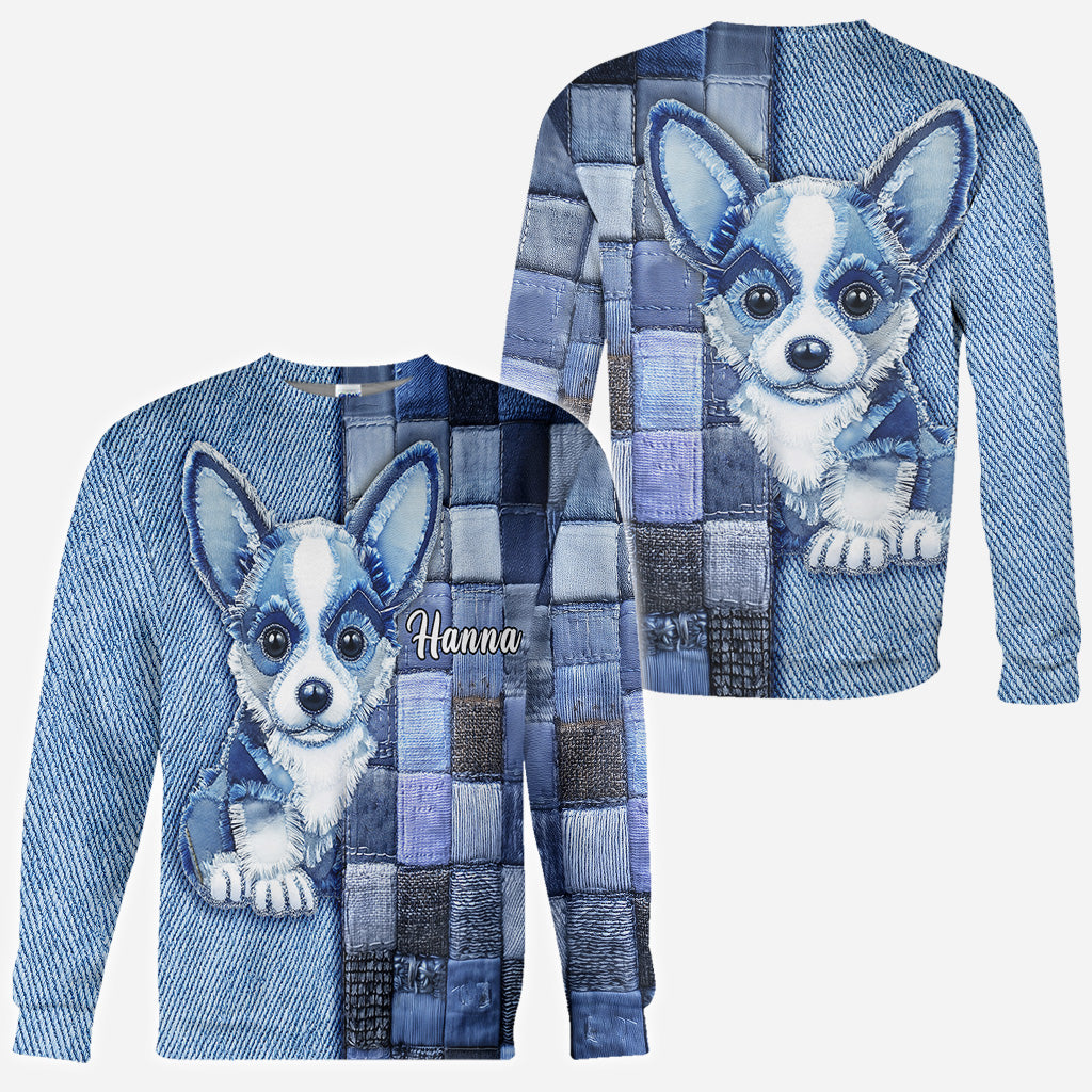 T-shirt personnalisé « J’adore le Pembroke Welsh Corgi » avec un chien.