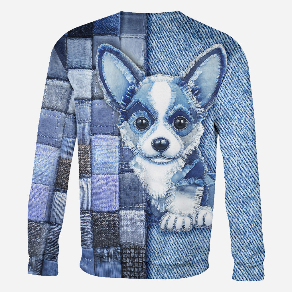 T-shirt personnalisé « J’adore le Pembroke Welsh Corgi » avec un chien.