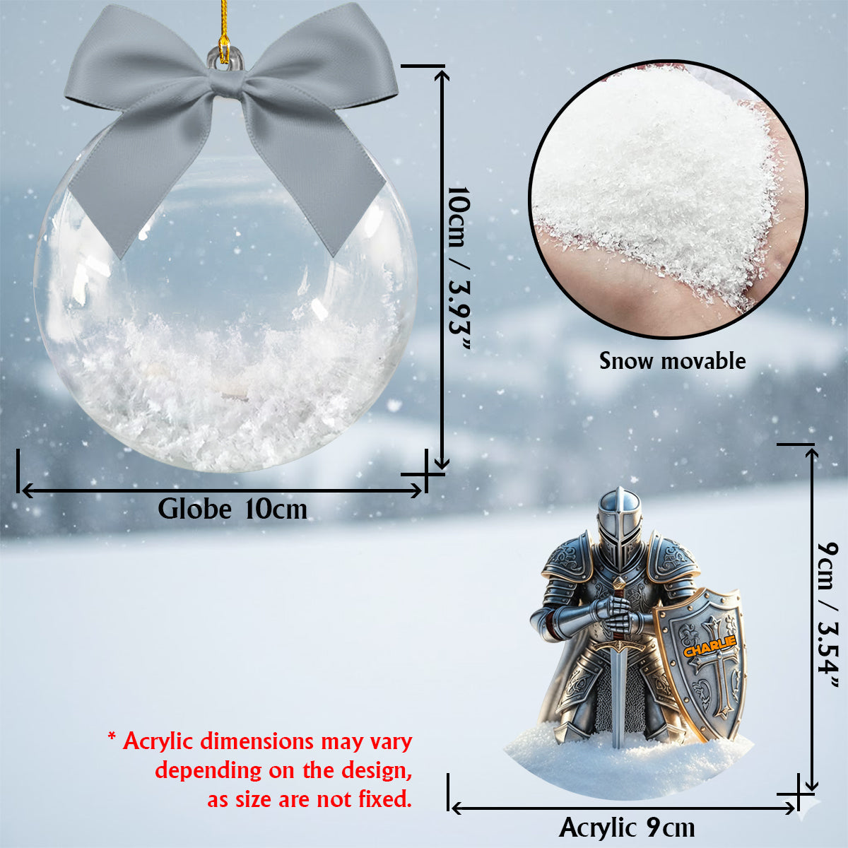 Knight Of God - Personalized Christian Snow Globe Ornament With Bow