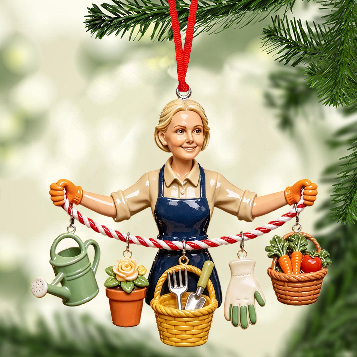 Growing Joy This Christmas - Personalized Gardening Ornament With Charm