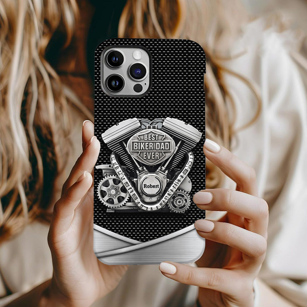 Meilleur papa du monde - Coque de téléphone personnalisée avec motif motard