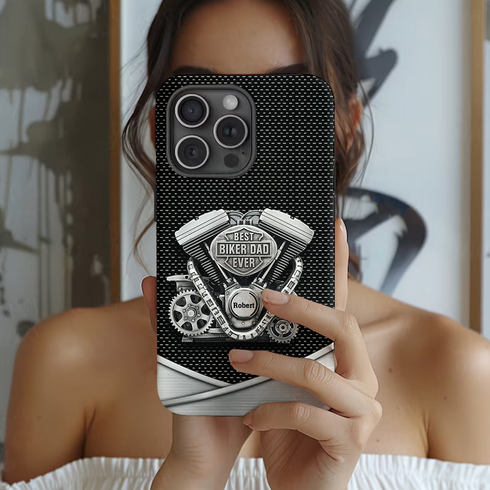 Meilleur papa du monde - Coque de téléphone personnalisée avec motif motard
