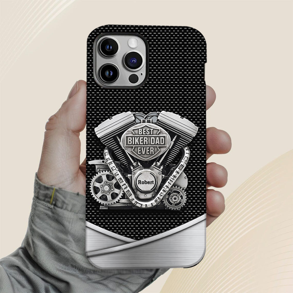 Meilleur papa du monde - Coque de téléphone personnalisée avec motif motard