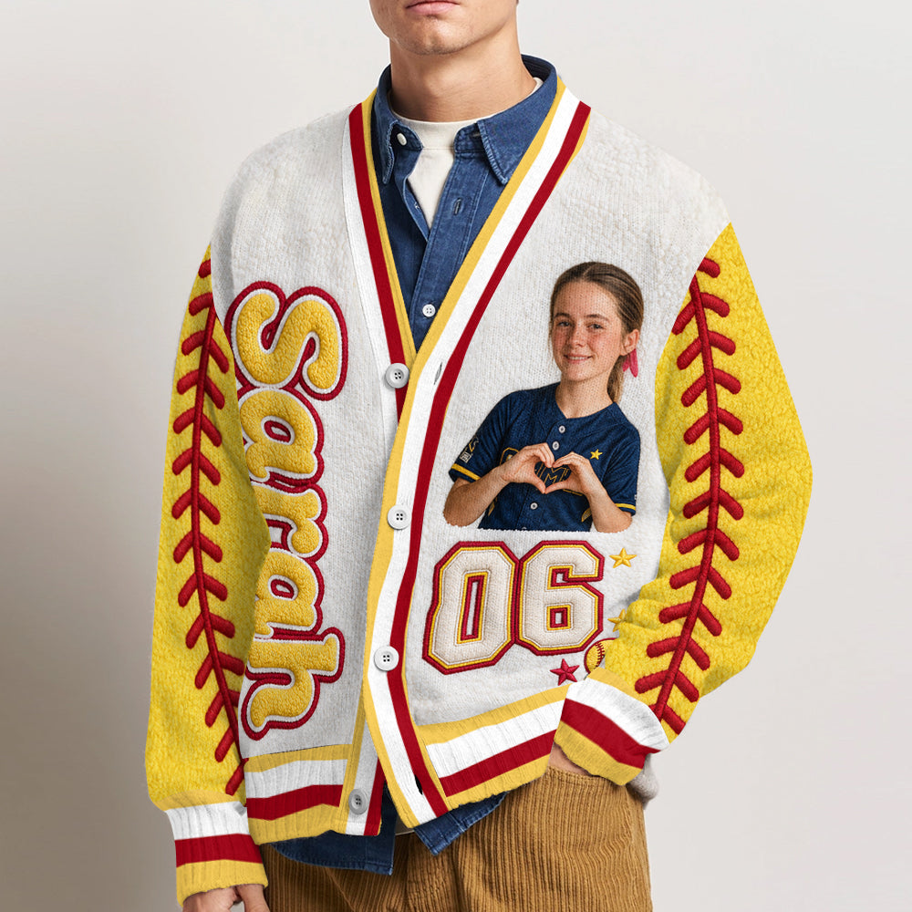 Softball Is My Therapy - Personalized Softball Cardigan Sweater