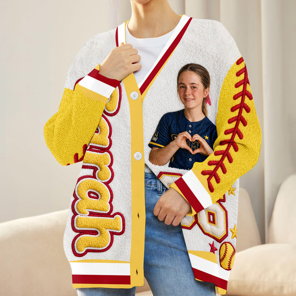 Softball Is My Therapy - Personalized Softball Cardigan Sweater
