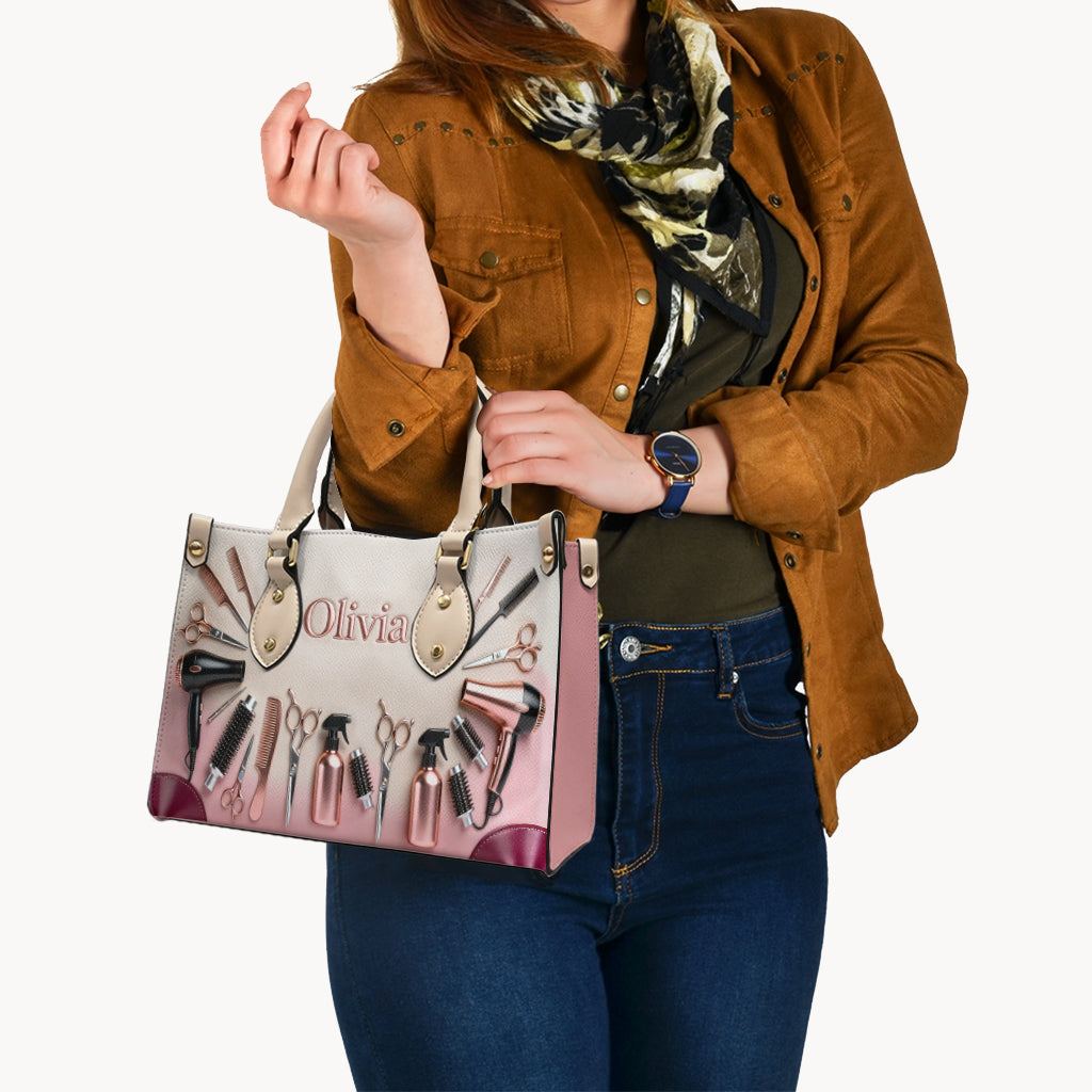 Coiffeuse fière - Sac à main en cuir personnalisé pour coiffeuse
