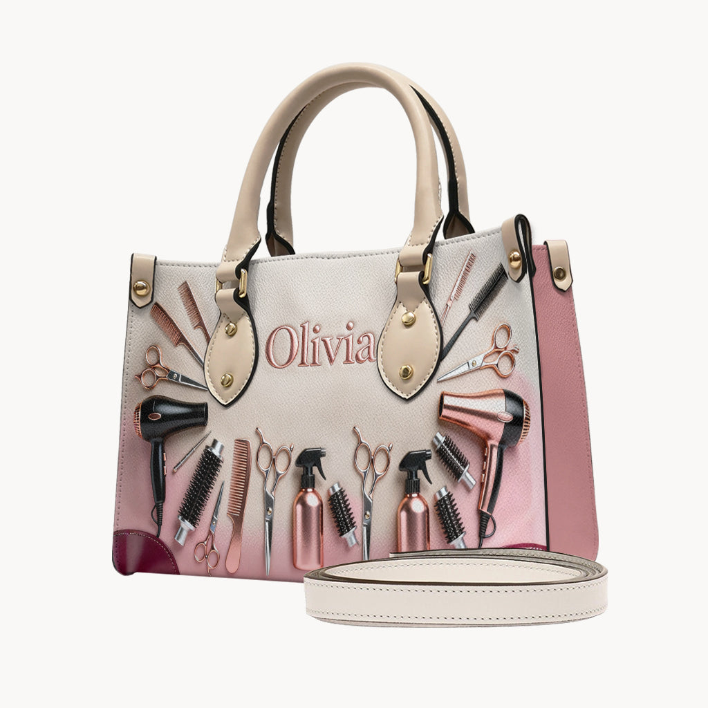 Coiffeuse fière - Sac à main en cuir personnalisé pour coiffeuse