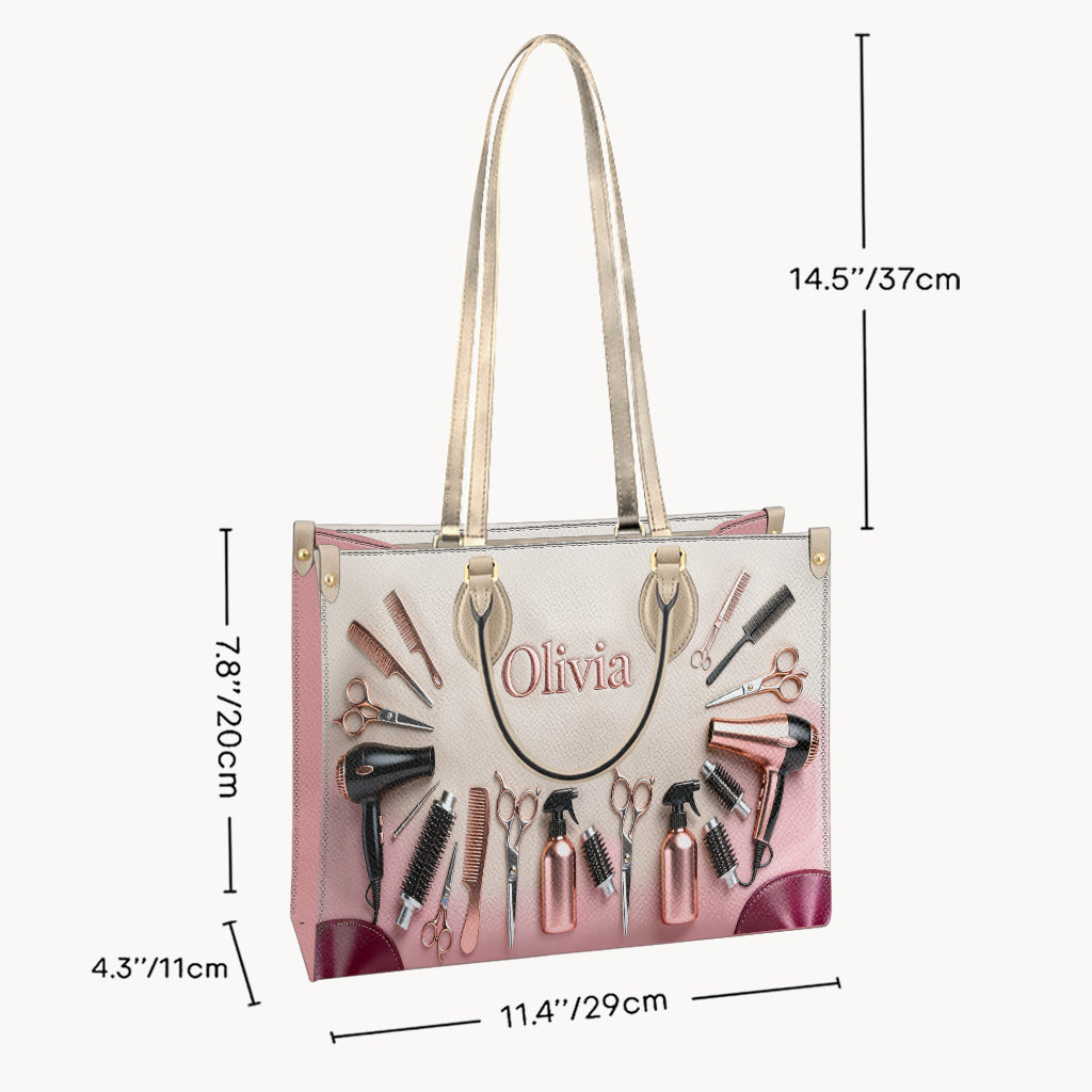 Coiffeuse fière - Sac à main en cuir personnalisé pour coiffeuse