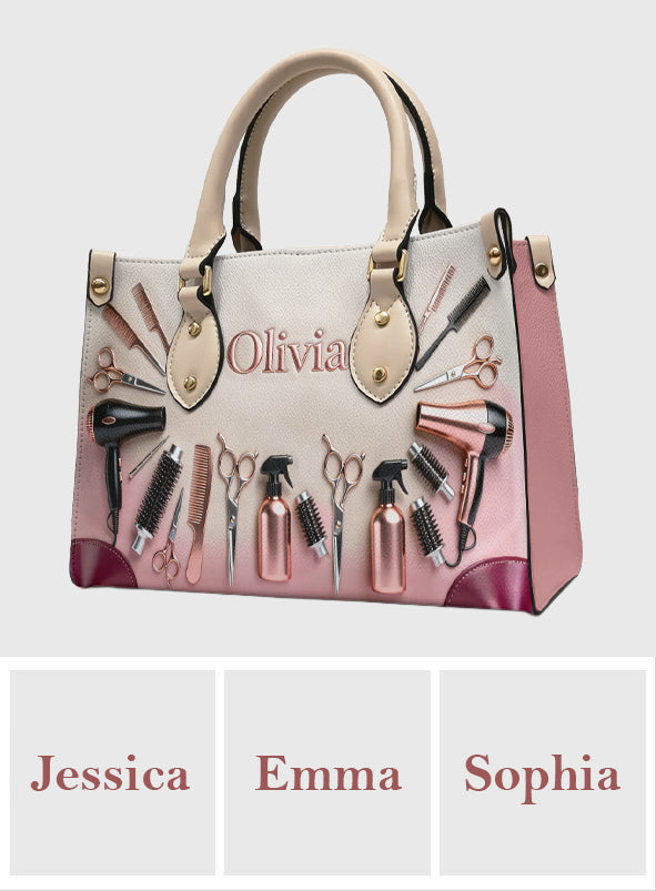 Coiffeuse fière - Sac à main en cuir personnalisé pour coiffeuse