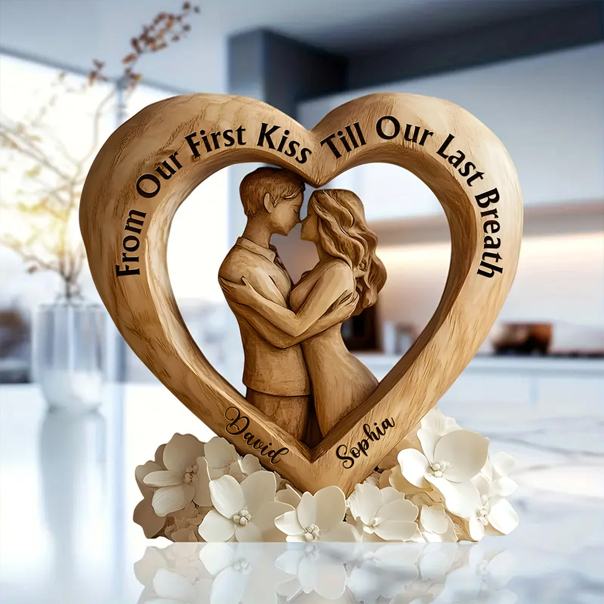 From Our First Kiss Till Our Last Breath - Personalized Couple Custom Shaped Acrylic Plaque