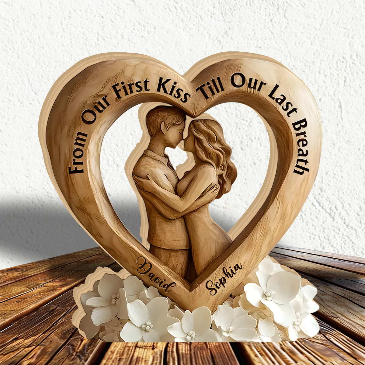 From Our First Kiss Till Our Last Breath - Personalized Couple Custom Shaped Acrylic Plaque