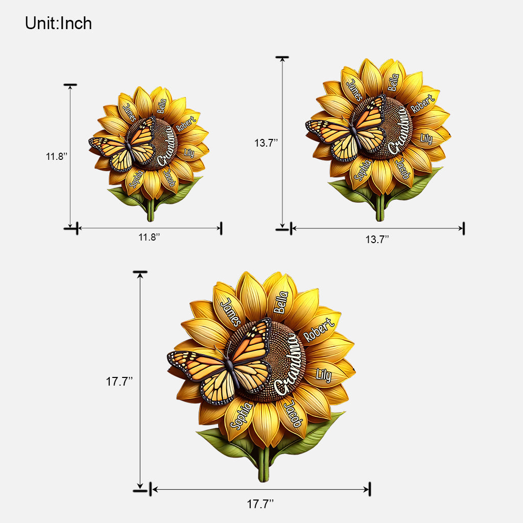 Sunflower Gift For Grandma Mom - Personalized Grandma Custom Shaped Wood Sign