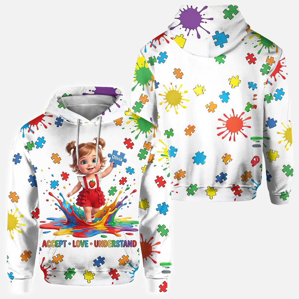 Accept Love Understand Autism Awareness Kids - Personalized Autism Awareness All Over Shirt