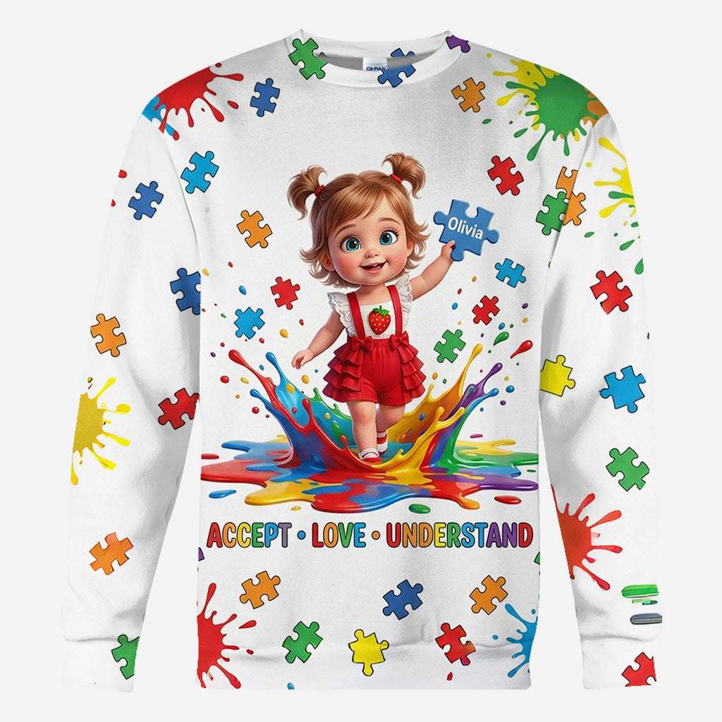 Accept Love Understand Autism Awareness Kids - Personalized Autism Awareness All Over Shirt