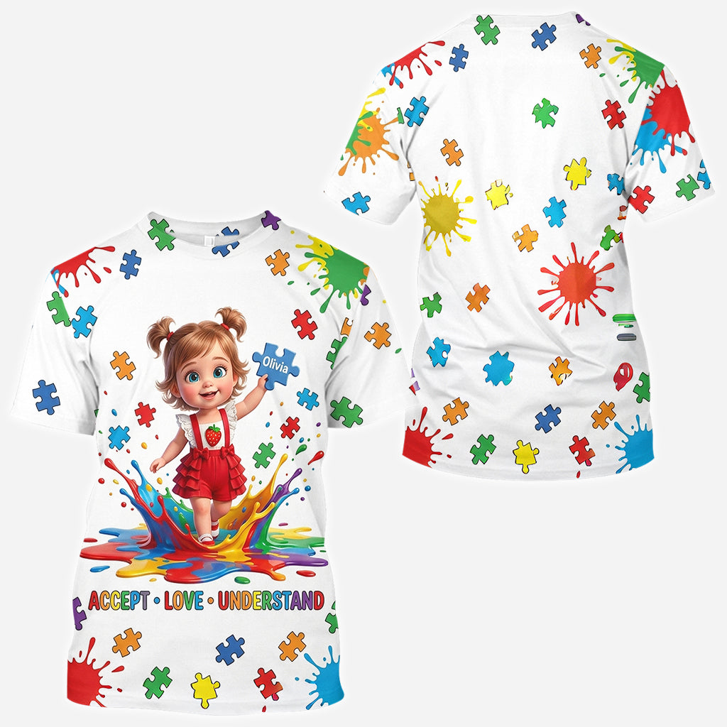 Accept Love Understand Autism Awareness Kids - Personalized Autism Awareness All Over Shirt