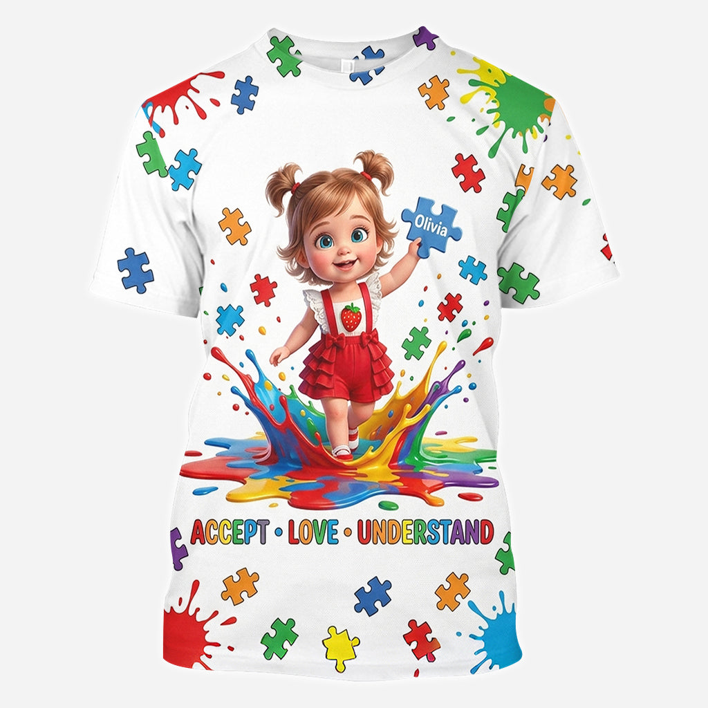 Accept Love Understand Autism Awareness Kids - Personalized Autism Awareness All Over Shirt