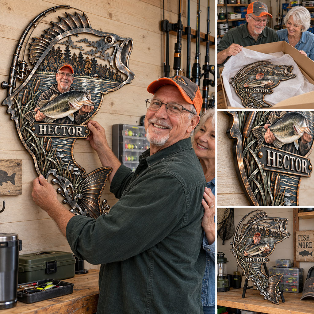 Love Fishing - Personalized Fishing 3D Printed Cut Metal Sign
