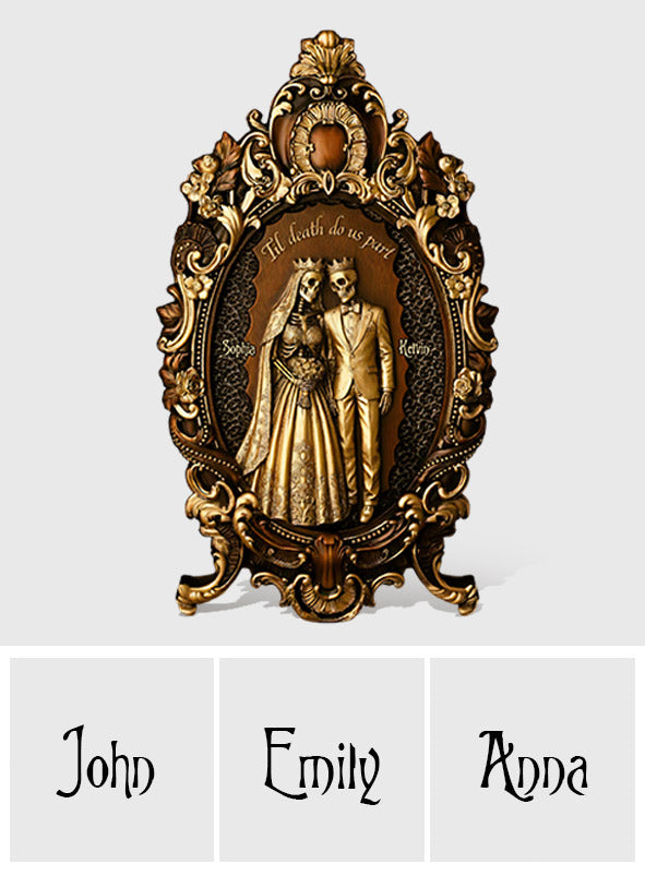 Til Death Do Us Part - Personalized Couple Custom Shaped Wood Plaque