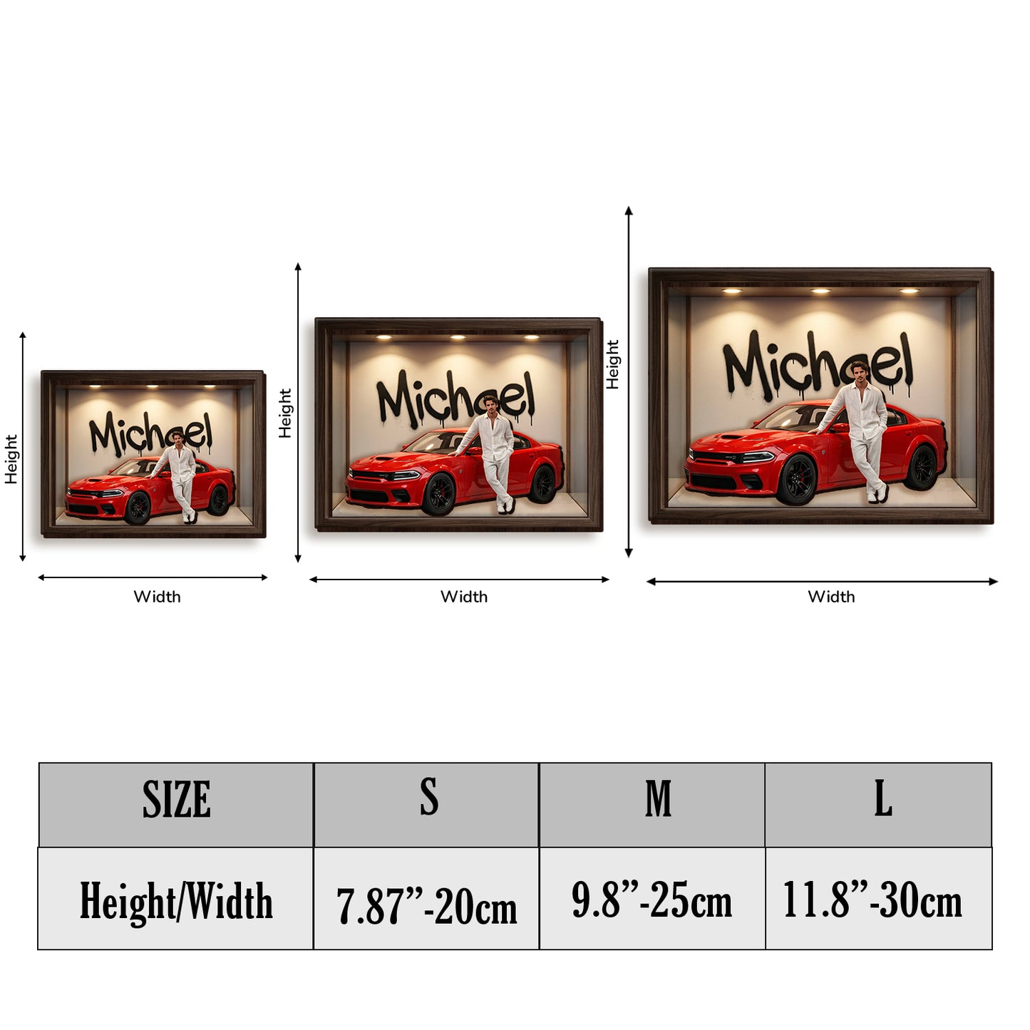 Cars Lover - Personalized Car Lover Wooden Light Shadow Box