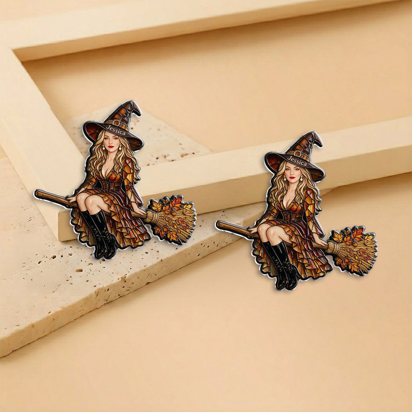 Halloween Vibes - Personalized Witch 3D Embossed Enamel Pin