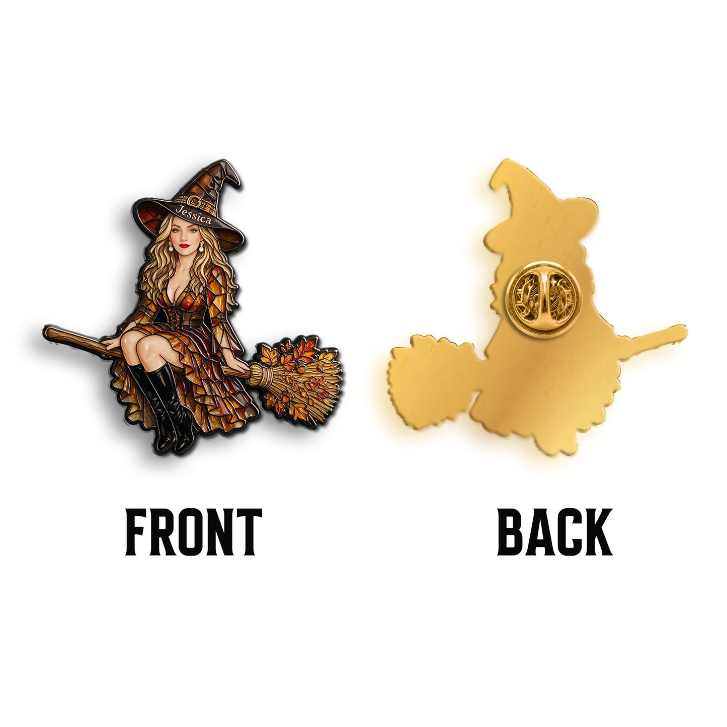 Halloween Vibes - Personalized Witch 3D Embossed Enamel Pin