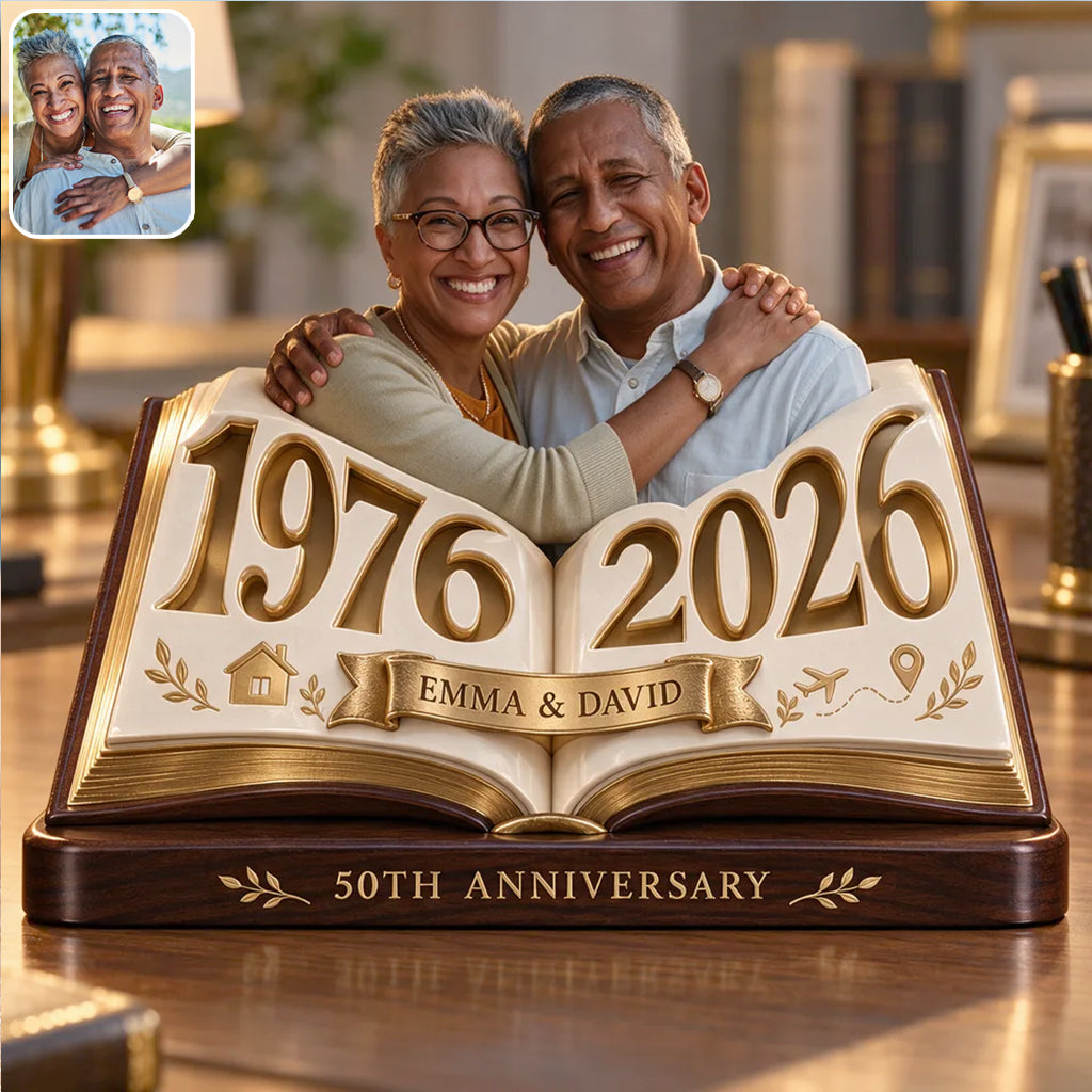 Cadeau Couple Personnalisé, Figurine Romantique d'Anniversaire pour Mari Femme avec Noms et Date, Cadeau Petit Ami Petite Amie - Plaque Acrylique Personnalisée