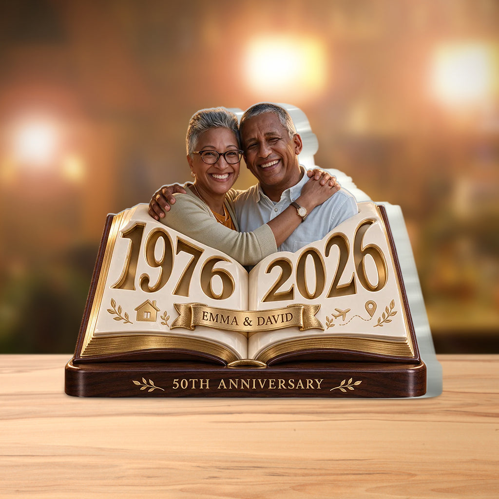 Cadeau Couple Personnalisé, Figurine Romantique d'Anniversaire pour Mari Femme avec Noms et Date, Cadeau Petit Ami Petite Amie - Plaque Acrylique Personnalisée