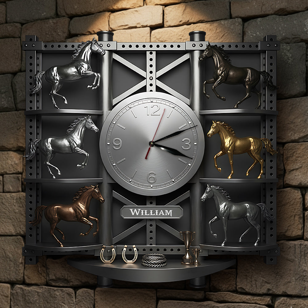 Strong Horses - Personalized Horse LED Light Wall Clock