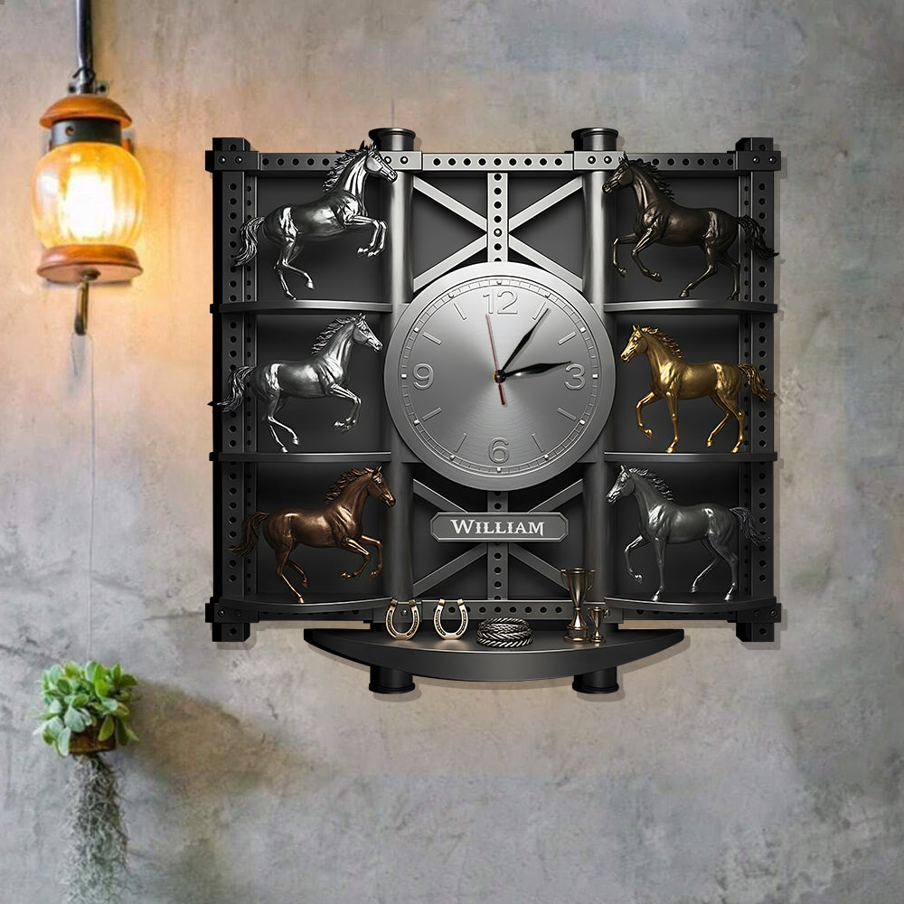 Strong Horses - Personalized Horse LED Light Wall Clock