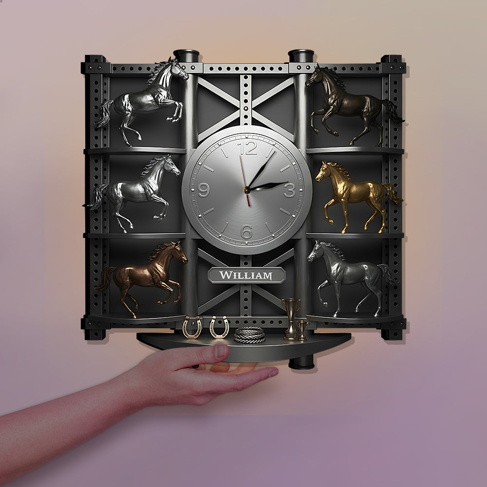 Strong Horses - Personalized Horse LED Light Wall Clock