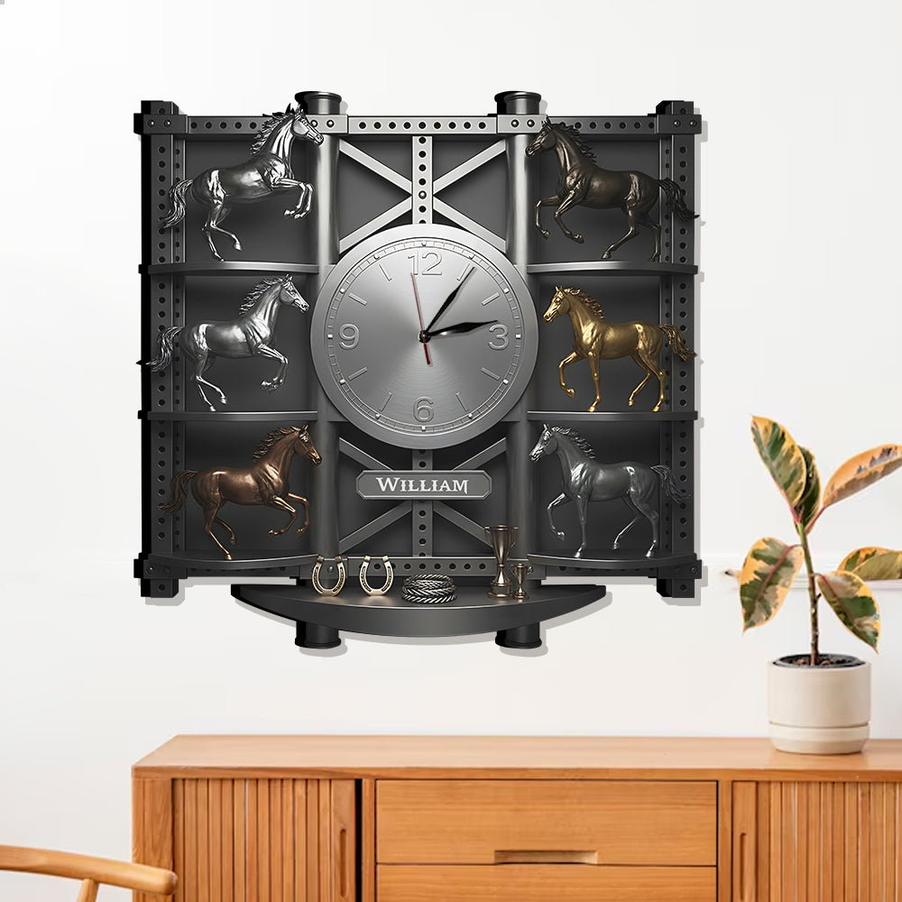 Strong Horses - Personalized Horse LED Light Wall Clock