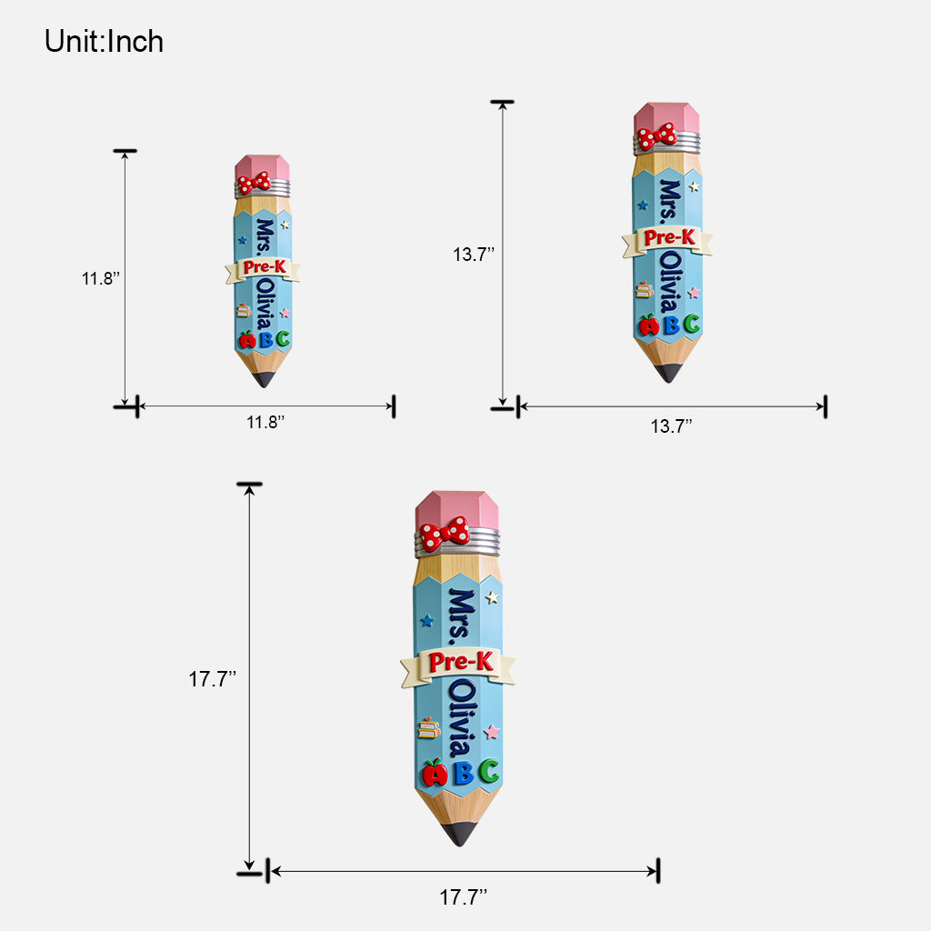 Giant Pencil 3D Shaped Wall Sign - Personalized Teacher Custom Shaped Wood Sign