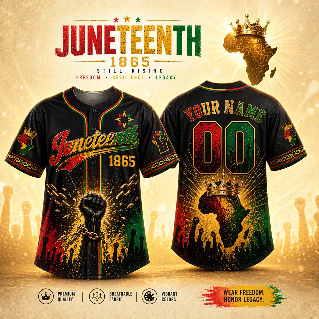 Juneteenth Black Pride - Personalisierte Afroamerikanische Baseball-Jersey