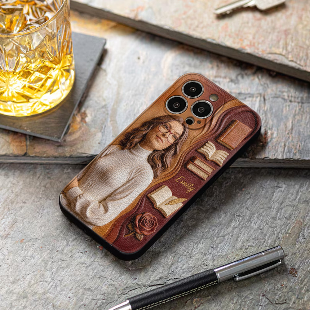 Custom Any Photo Love Books - Personalized Book 3D Embossed Leather Phone Case