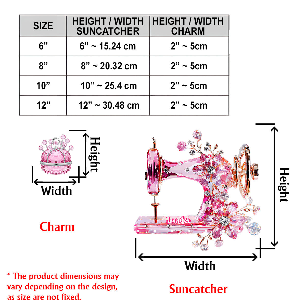 Magnifique machine à coudre - Attrape-soleil personnalisé à suspendre à la fenêtre avec breloques