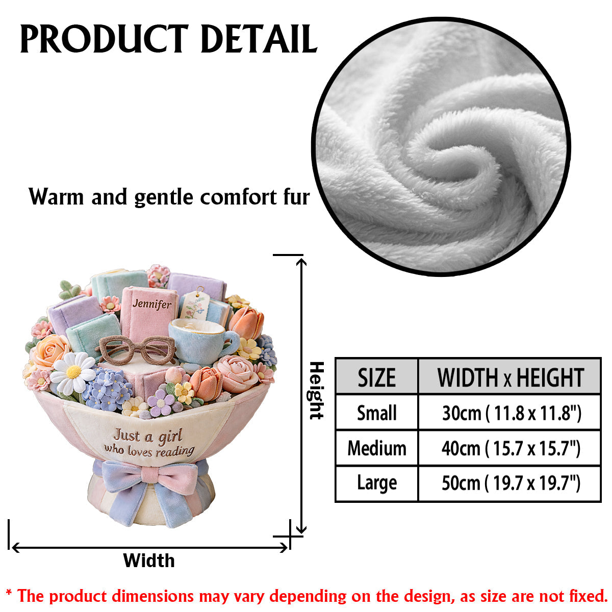 Just A Girl Who Loves Reading Plush Bouquet - Personalized Book Premium Faux Fur Pillow