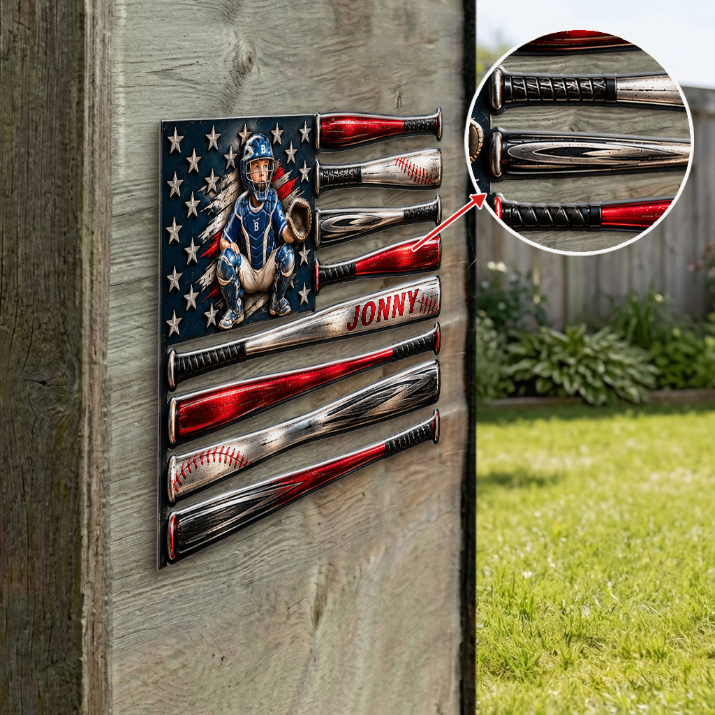 USA Baseball Club - Personalized Baseball 3D Printed Cut Metal Sign