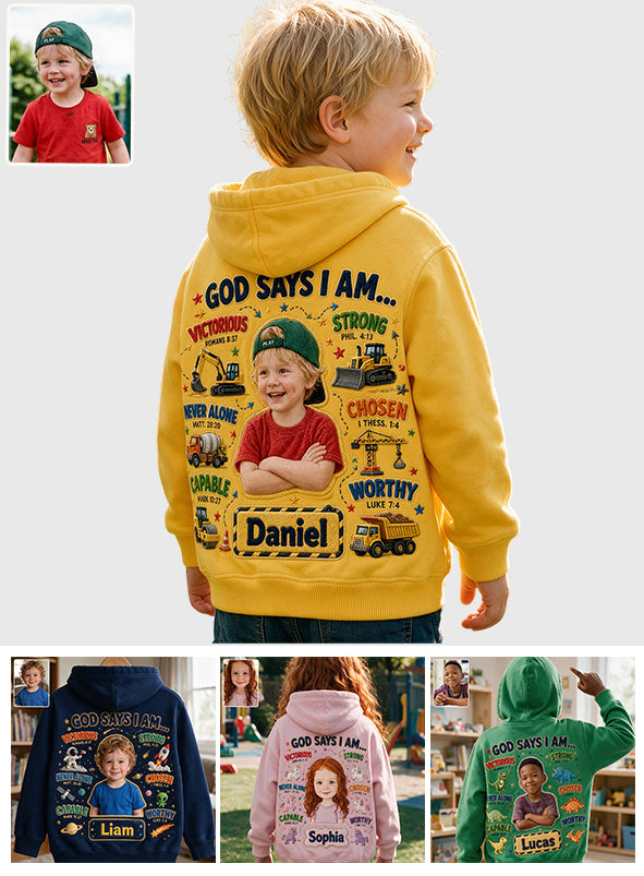 God Says I Am - Personalized Kid All Over Shirt