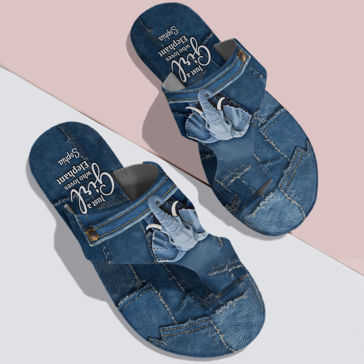 Sandales à bout ouvert personnalisées Love Elephant -