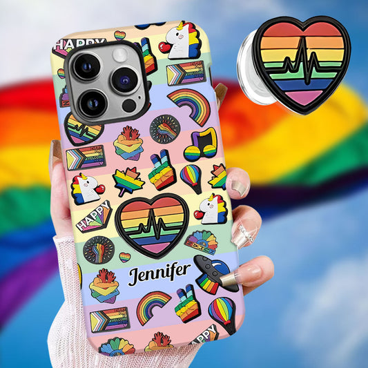 Pride Rainbow - Personalized LGBT Support Full Print Phone Case & Phone Grip