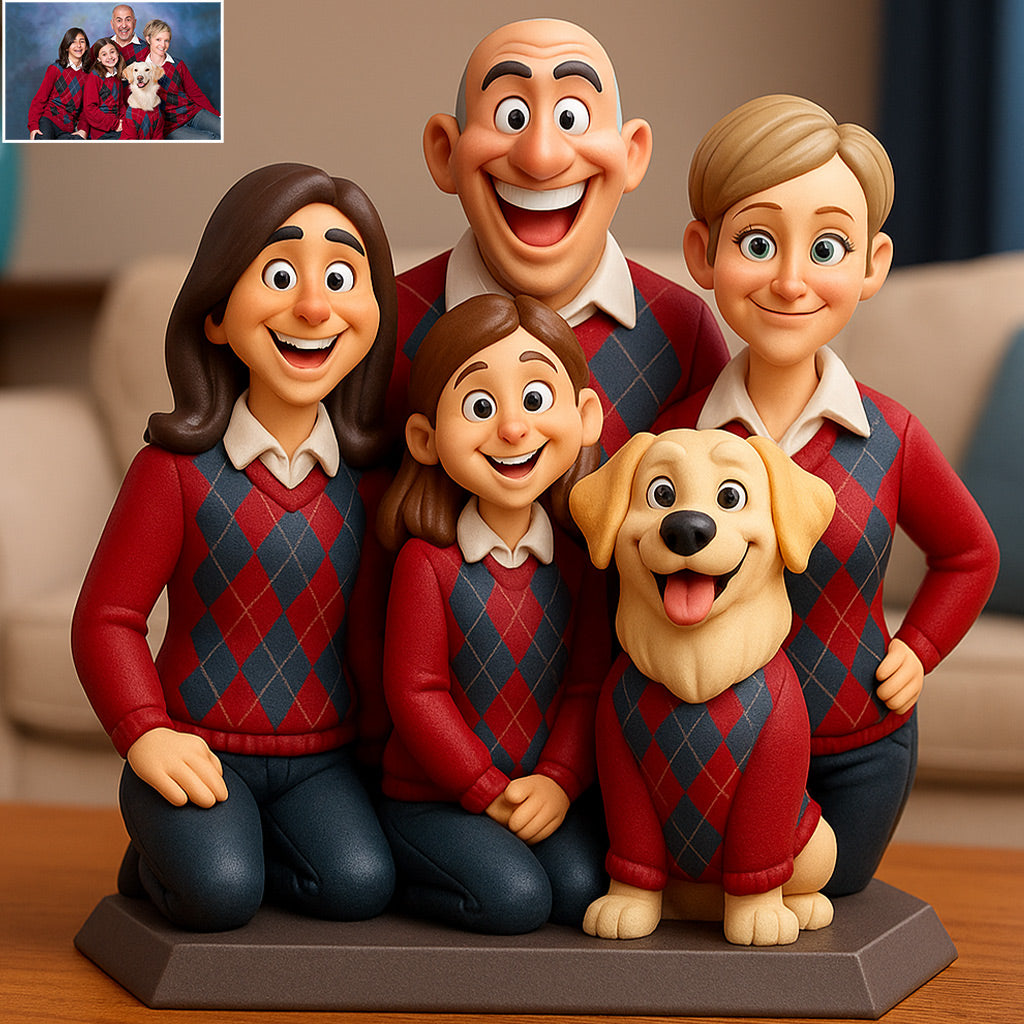 Funny Gift Cartoonish Exaggerated Mascot Style - Personalized Family Custom Shaped Acrylic Plaque