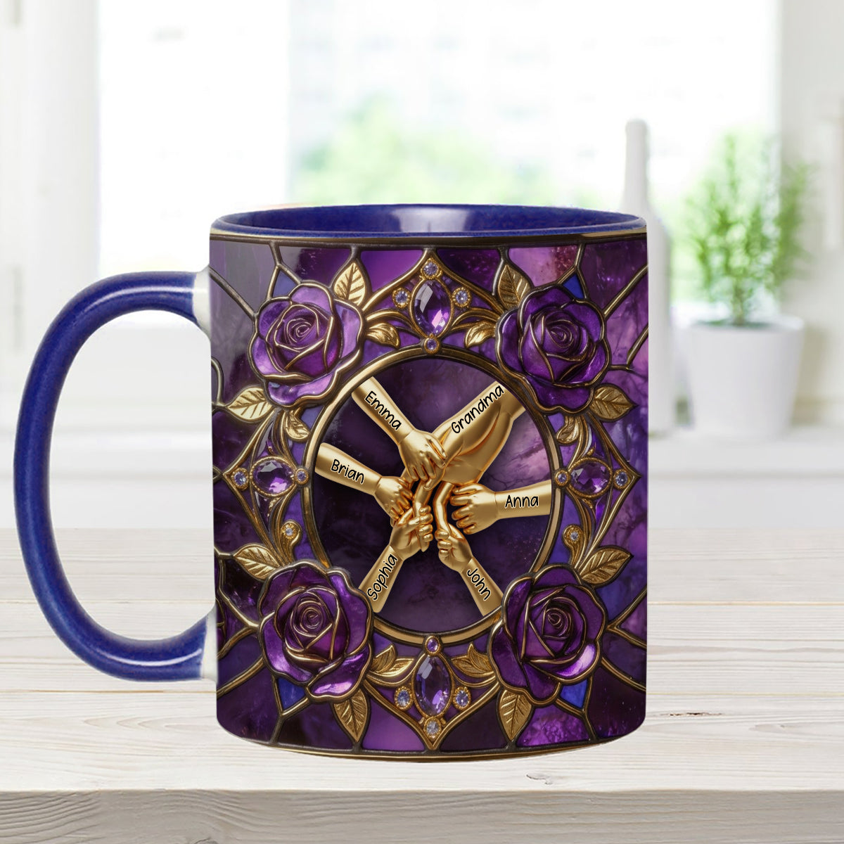 Hold My Hand, Hold My Heart - Personalized Grandma Set Accent Mug with Acrylic Stirrers