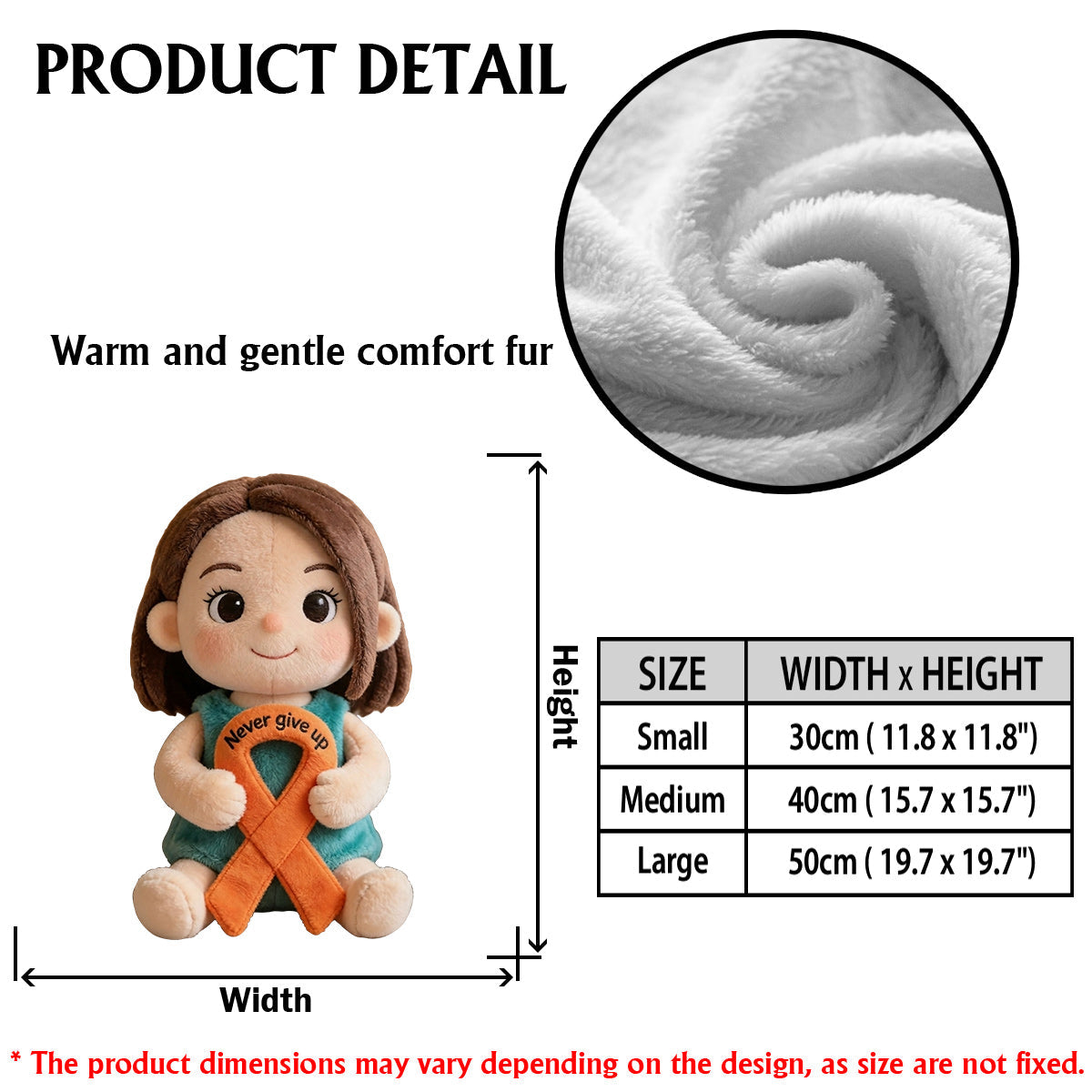 Never Give Up Orange Ribbon - Personalized Multiple Sclerosis Awareness Premium Faux Fur Pillow