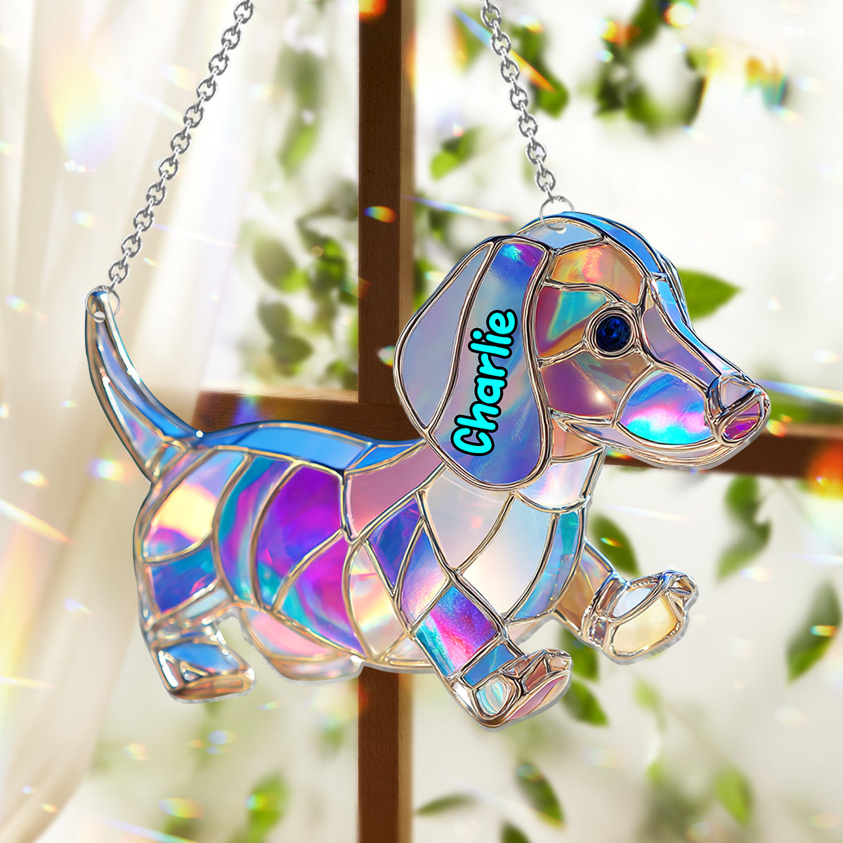 I Love My Dog - Personalized Dog Window Hanging Suncatcher Ornament