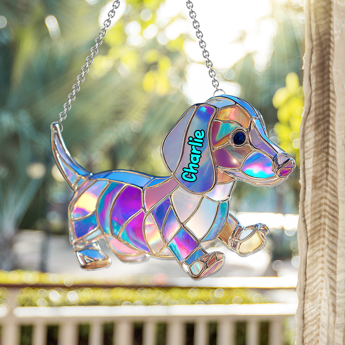 I Love My Dog - Personalized Dog Window Hanging Suncatcher Ornament