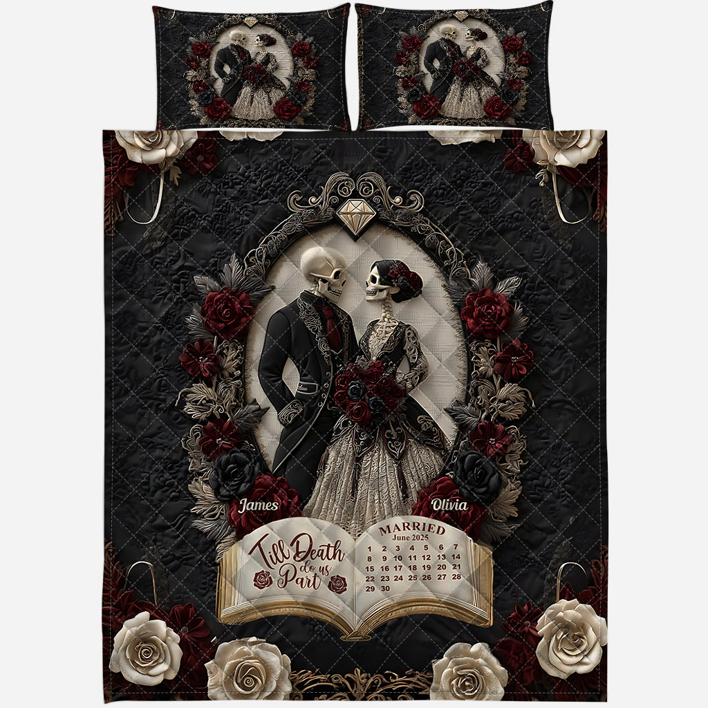 Till Death Do Us Part - Personalized Skull Quilt Set