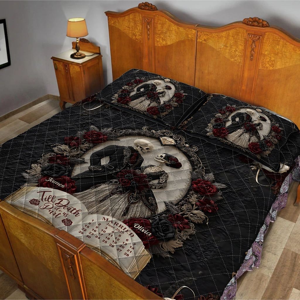 Till Death Do Us Part - Personalized Skull Quilt Set